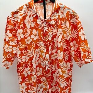 Baltimore Orioles Hawaiian Shirt Mens XL Orange Floral MLB Licensed